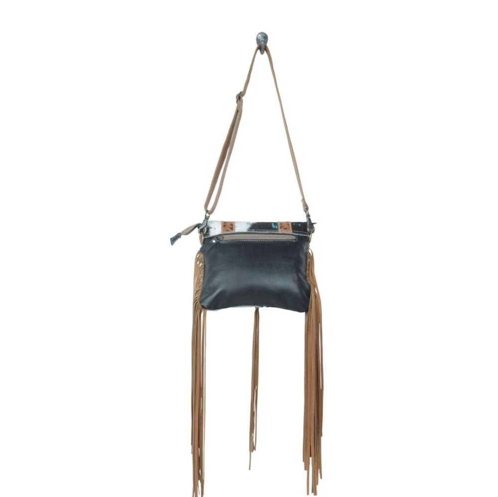 Cross Body Country Western Fringe Blue NFR Tooled Leather Bag Purse cowgirl - Picture 8 of 9